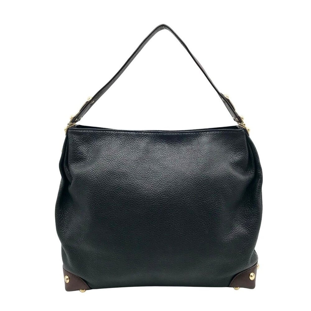 Michael Kors Black & Brown Pebbled Leather Joplin Shoulder Hobo Bag